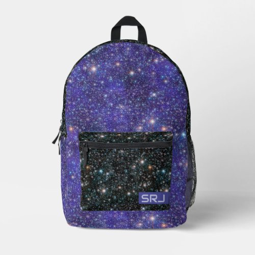 Galaxy Stars Cosmic Outer Space Universe Monogram Printed Backpack