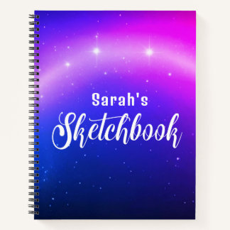 Galaxy Stars Customizable Name Sketchbook Notebook