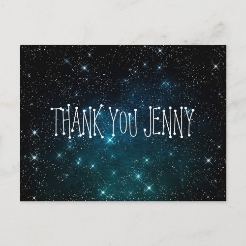 Galaxy Stars Night Thank You Personalized Postcard