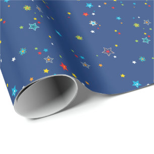 Galaxy Stars Outer Space Navy Blue Wrapping Paper