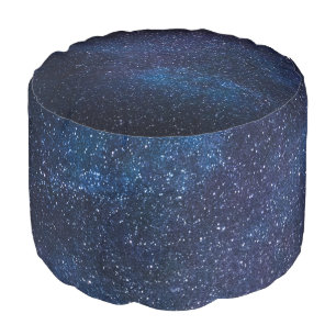 Galaxy Stars Pattern Sky Navy Blue Space Cosmic Pouf