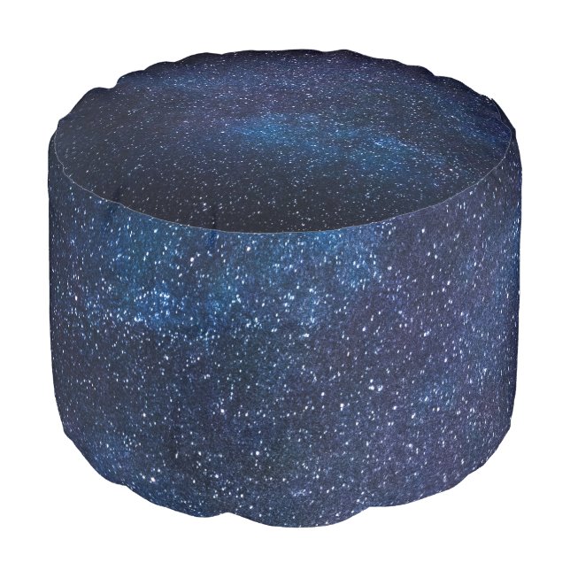 Galaxy Stars Pattern Sky Navy Blue Space Cosmic Pouf (Angled Front)