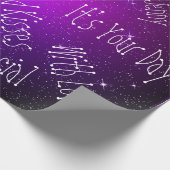 Galaxy Stars Personalized Birthday Purple Wrapping Paper (Corner)