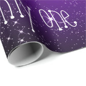 Galaxy Stars Personalized Birthday Purple Wrapping Paper (Roll Corner)