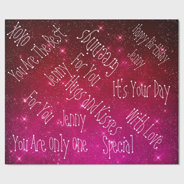 Galaxy Stars Personalized Birthday Space Wrapping Paper (Flat)
