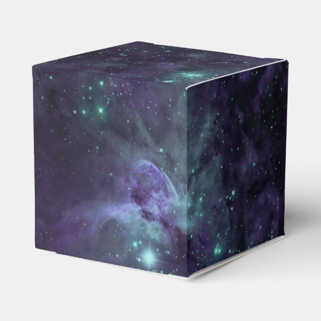 Galaxy Stars Space Green Neon Pattern Favor Boxes (Back Side)