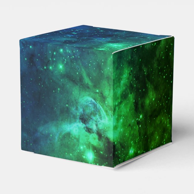 Galaxy Stars Space Green Neon Pattern Favor Boxes (Back Side)