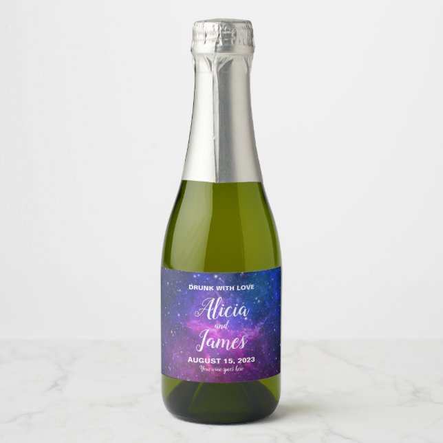 Galaxy Stars Wedding Favor  Sparkling Wine Label (Front)