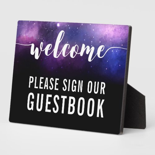 Galaxy Stars Wedding Welcome Guestbook Sign Plaque
