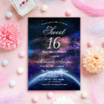 Galaxy Sweet Sixteen Birthday Invitation<br><div class="desc">Step into an enchanting cosmic realm with our Custom Galaxy Sweet Sixteen Birthday Invitation. Designed with love by none other than Mylini Design, this stellar invitation captures the magical essence of your upcoming celebration. You have the flexibility to customize the invitation with your own message, making it even more personal...</div>