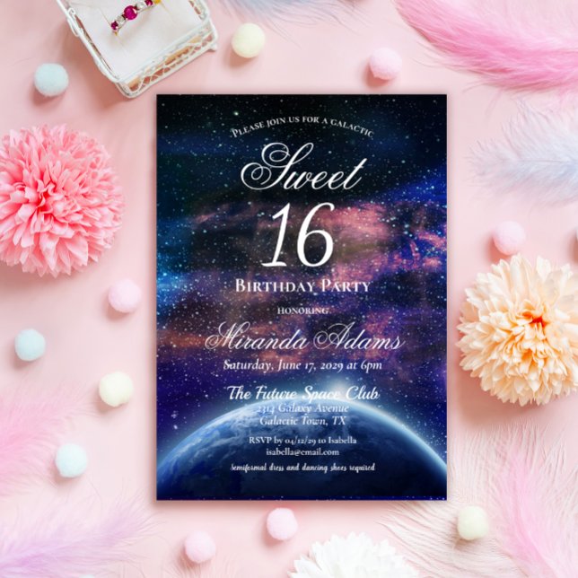 Galaxy Sweet Sixteen Birthday Invitation