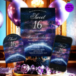 Galaxy Sweet Sixteen Birthday Invitation<br><div class="desc">Step into an enchanting cosmic realm with our Custom Galaxy Sweet Sixteen Birthday Invitation. Designed with love by none other than Mylini Design, this stellar invitation captures the magical essence of your upcoming celebration. You have the flexibility to customize the invitation with your own message, making it even more personal...</div>
