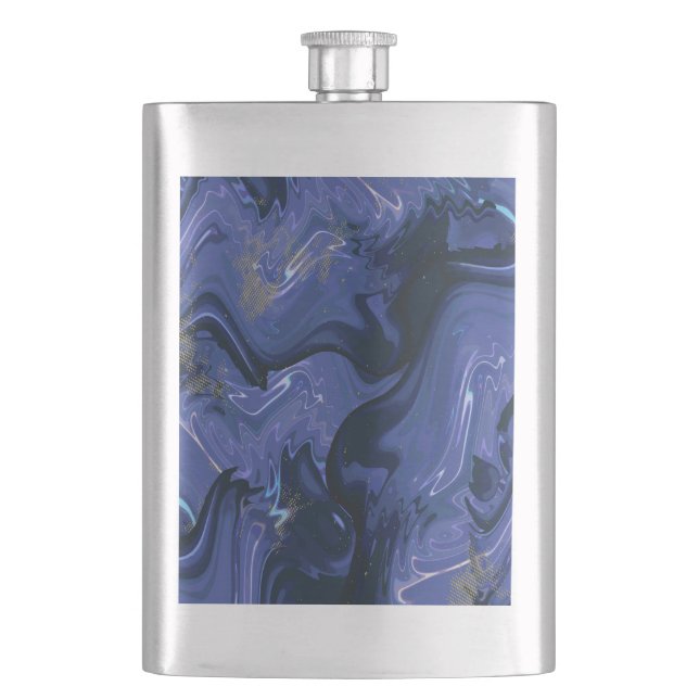 Galaxy Swirl Blue Abstract Cosmic Pattern Flask (Front)