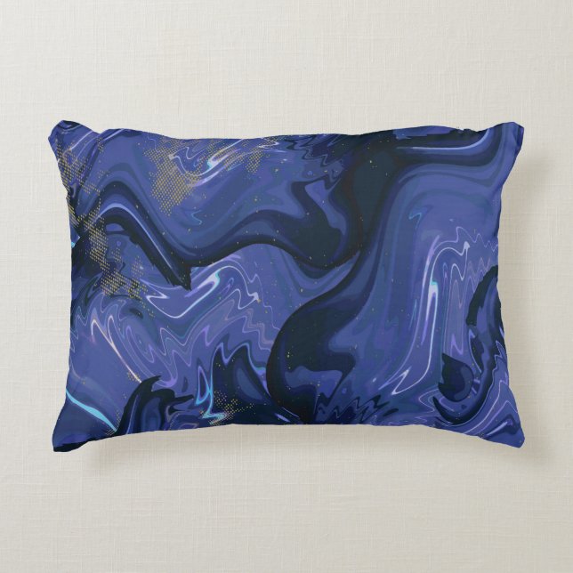 Galaxy Swirl Blue Glitter Abstract Cosmic Pattern  Accent Pillow (Front)