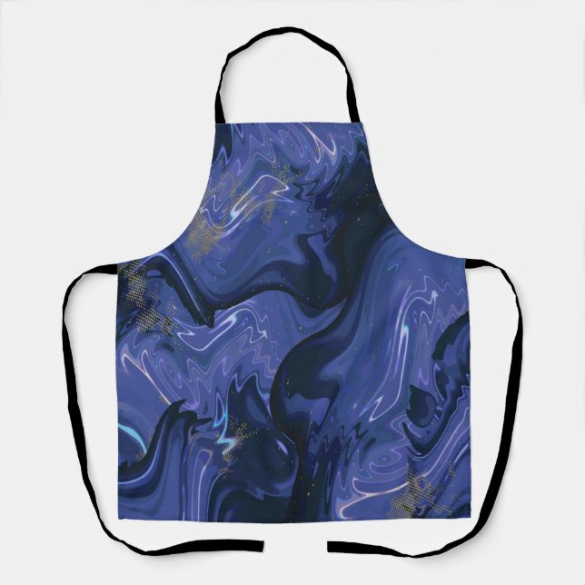 Galaxy Swirl Blue Glitter Abstract Cosmic Pattern  Apron (Front)