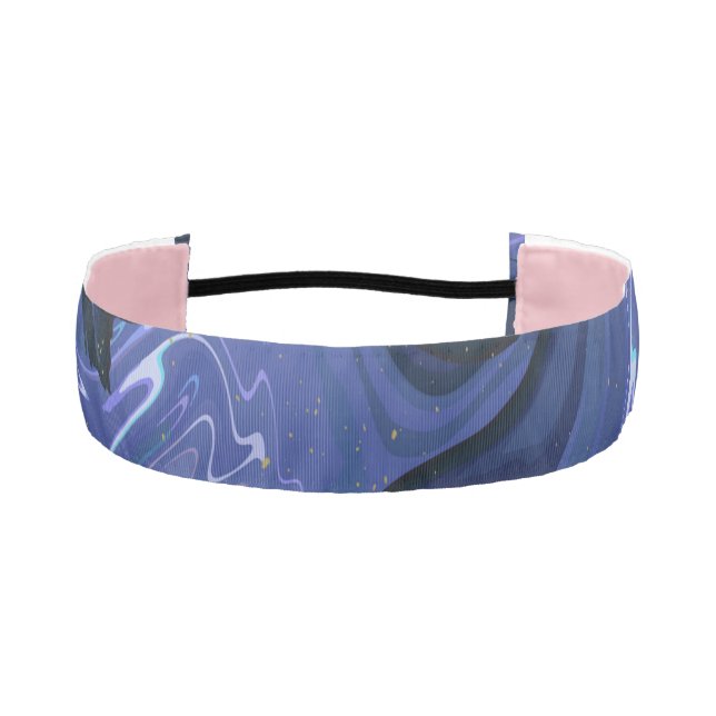 Galaxy Swirl Blue Glitter Abstract Cosmic Pattern  Athletic Headband (Front)