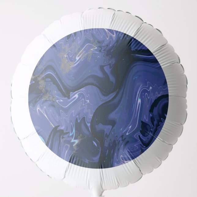 Galaxy Swirl Blue Glitter Abstract Cosmic Pattern  Balloon (Front)