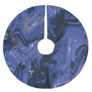 Galaxy Swirl Blue Glitter Abstract Cosmic Pattern  Brushed Polyester Tree Skirt