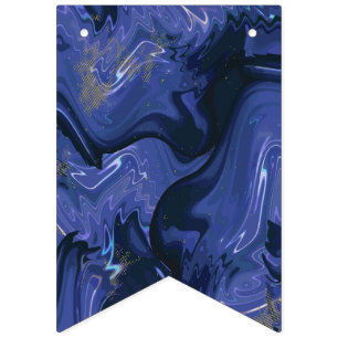 Galaxy Swirl Blue Glitter Abstract Cosmic Pattern Bunting Flags