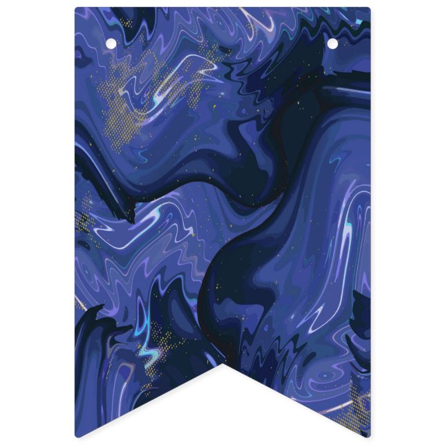 Galaxy Swirl Blue Glitter Abstract Cosmic Pattern  Bunting Flags (Fourth Flag)