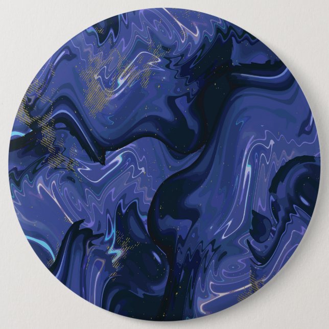 Galaxy Swirl Blue Glitter Abstract Cosmic Pattern  Button (Front)