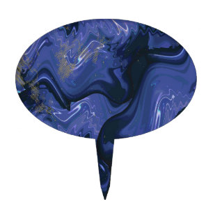 Galaxy Swirl Blue Glitter Abstract Cosmic Pattern Cake Topper