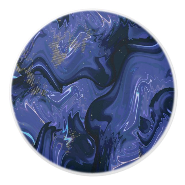 Galaxy Swirl Blue Glitter Abstract Cosmic Pattern  Ceramic Knob (Front)