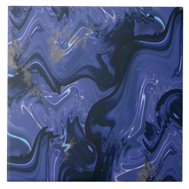 Galaxy Swirl Blue Glitter Abstract Cosmic Pattern  Ceramic Tile (Front)