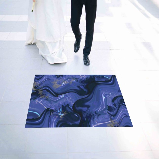 Galaxy Swirl Blue Glitter Abstract Cosmic Pattern  Floor Decals (Wedding)