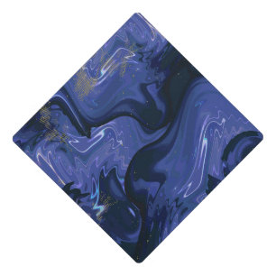 Galaxy Swirl Blue Glitter Abstract Cosmic Pattern Graduation Cap Topper