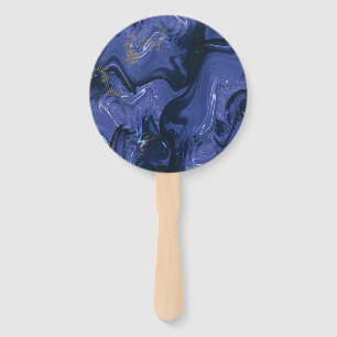 Galaxy Swirl Blue Glitter Abstract Cosmic Pattern Hand Fan