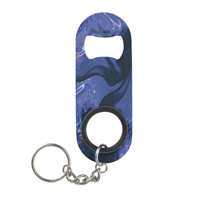 Galaxy Swirl Blue Glitter Abstract Cosmic Pattern  Keychain Bottle Opener (Front)