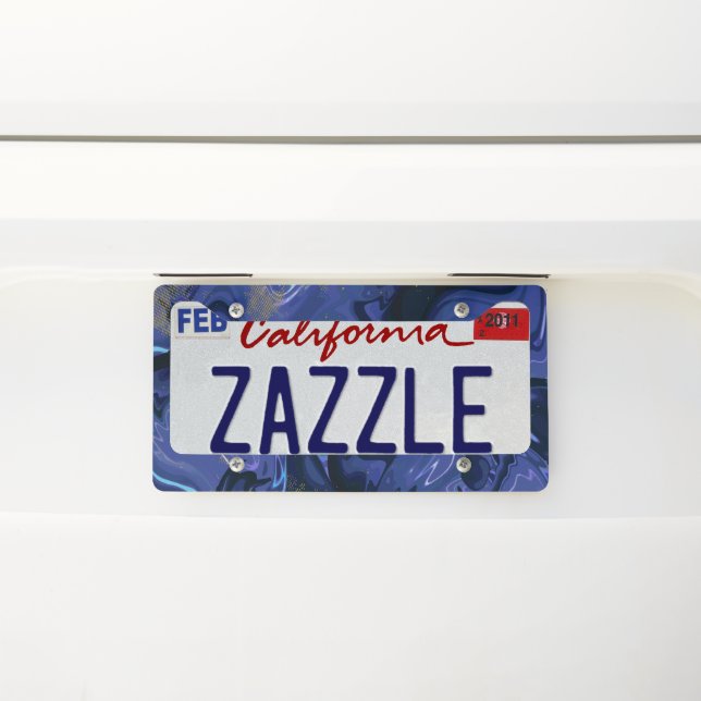 Galaxy Swirl Blue Glitter Abstract Cosmic Pattern  License Plate Frame (On Car)