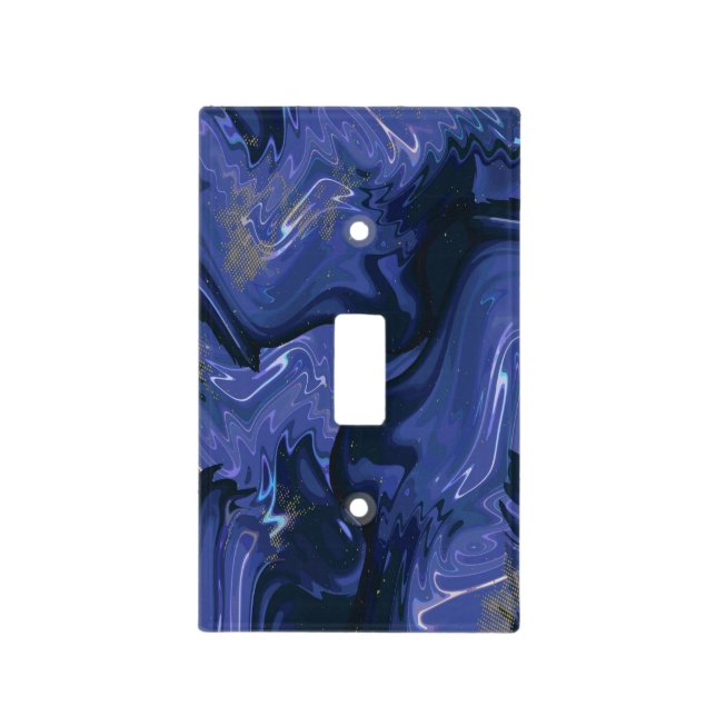 Galaxy Swirl Blue Glitter Abstract Cosmic Pattern  Light Switch Cover (Front)