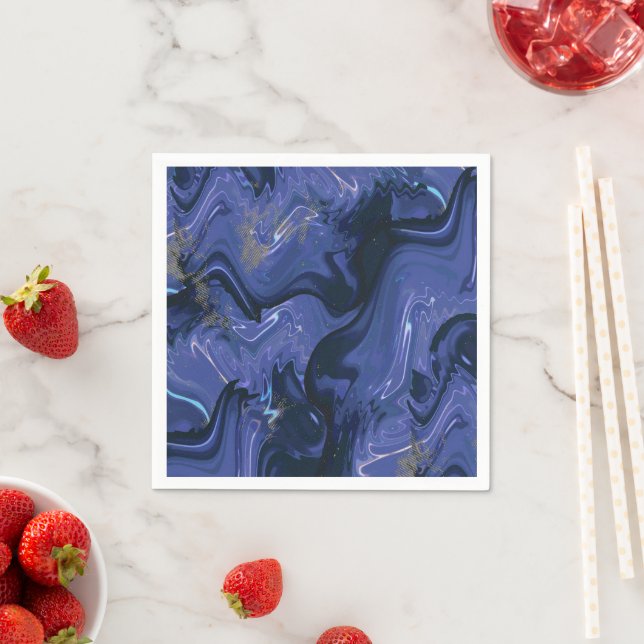 Galaxy Swirl Blue Glitter Abstract Cosmic Pattern  Napkins (Insitu)