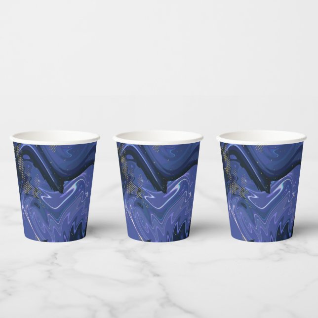 Galaxy Swirl Blue Glitter Abstract Cosmic Pattern  Paper Cups (Multi)