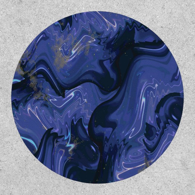 Galaxy Swirl Blue Glitter Abstract Cosmic Pattern  Patch (Front)