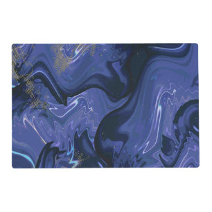 Galaxy Swirl Blue Glitter Abstract Cosmic Pattern Placemat