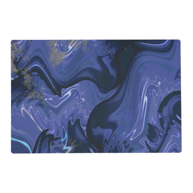Galaxy Swirl Blue Glitter Abstract Cosmic Pattern  Placemat (Front)