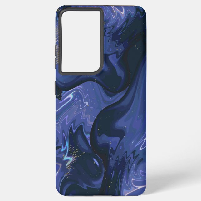 Galaxy Swirl Blue Glitter Abstract Cosmic Pattern  Samsung Galaxy Case (Back)