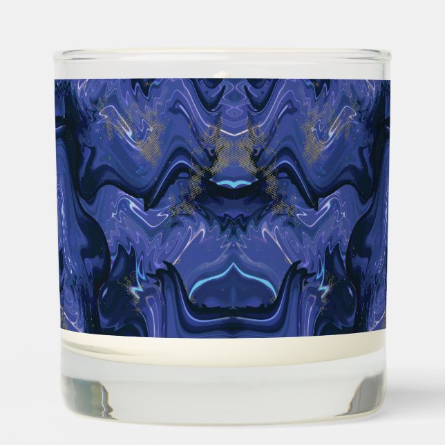 Galaxy Swirl Blue Glitter Abstract Cosmic Pattern  Scented Candle (Front)