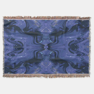 Galaxy Swirl Blue Glitter Abstract Cosmic Pattern Throw Blanket