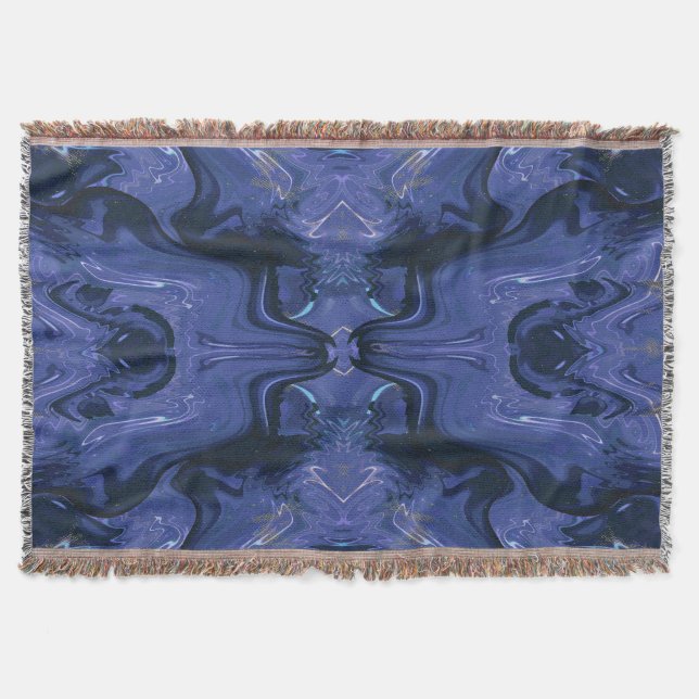 Galaxy Swirl Blue Glitter Abstract Cosmic Pattern  Throw Blanket (Front)