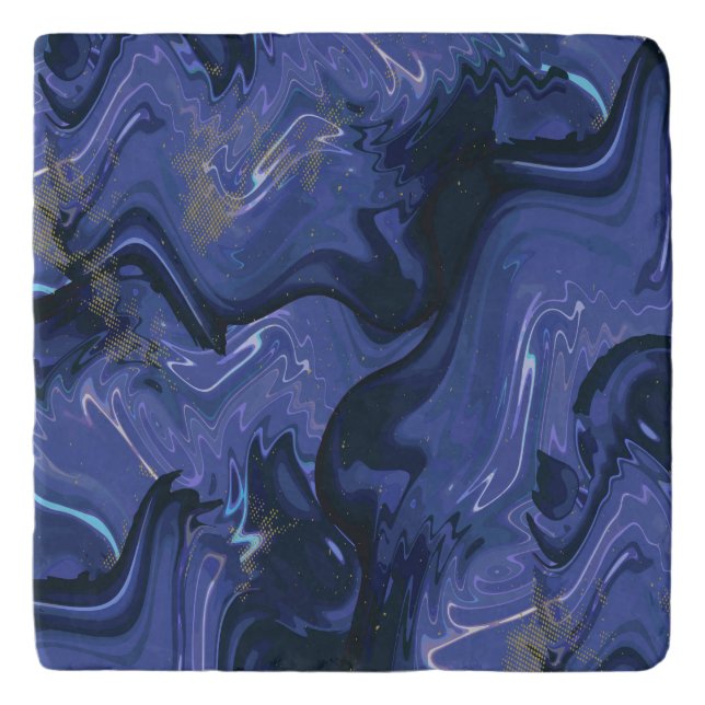 Galaxy Swirl Blue Glitter Abstract Cosmic Pattern  Trivet (Front)