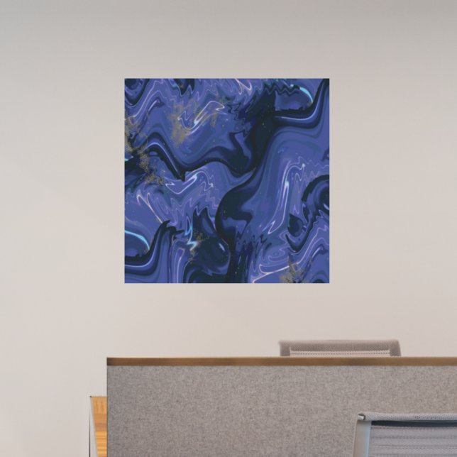 Galaxy Swirl Blue Glitter Abstract Cosmic Pattern  Wall Decal (Office)