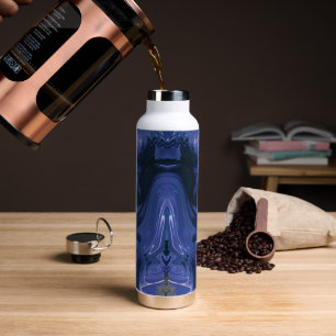 Galaxy Swirl Blue Glitter Abstract Cosmic Pattern  Water Bottle