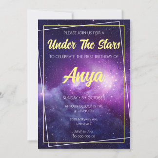 Galaxy Theme Birthday Invitation