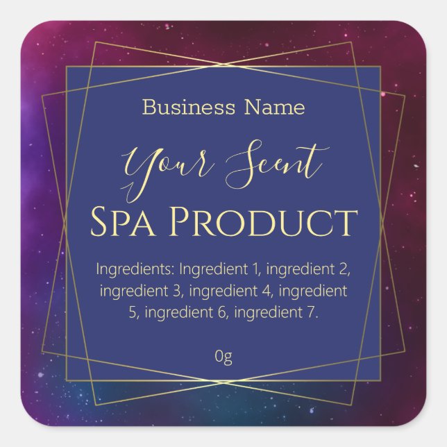 Galaxy Themed Bath Soak Body Scrub Soap Labels (Front)