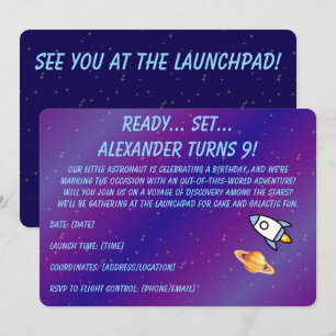 Galaxy Themed Out of This World Birthday Invitation