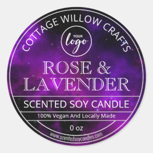 Galaxy Themed Purple And Black Soy Candle Labels